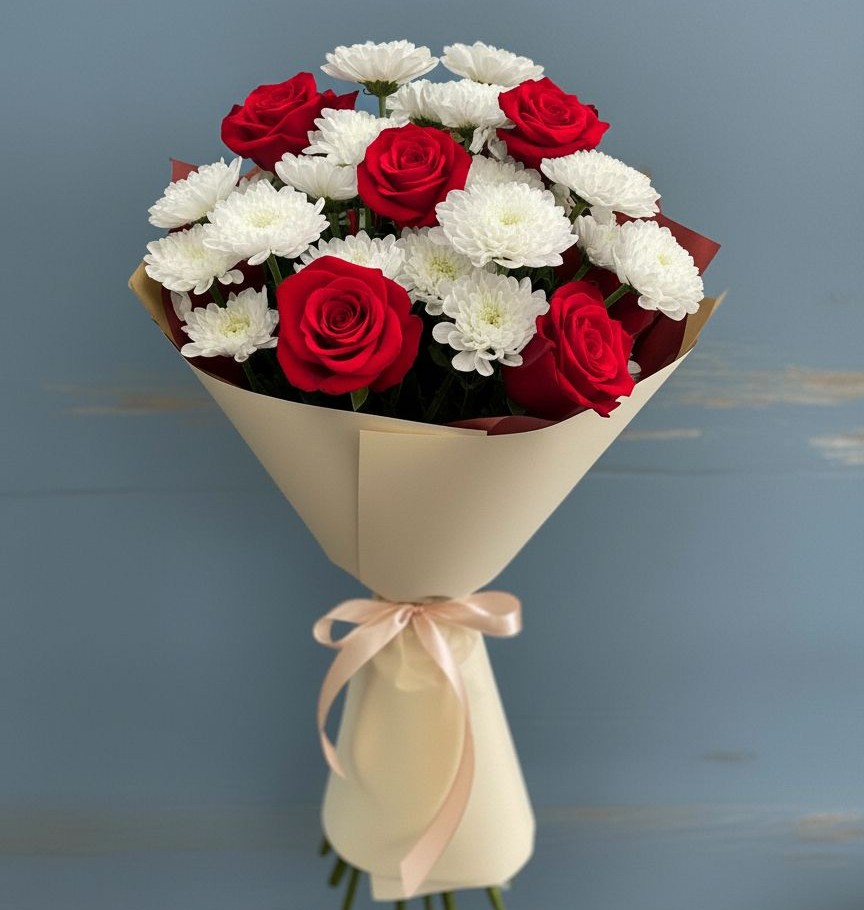 Букет цветов из: Розы и Хризантемы в Себежи