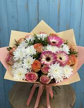 Букет цветов из:  Розы, Герберы и Хризантемы в Себежи