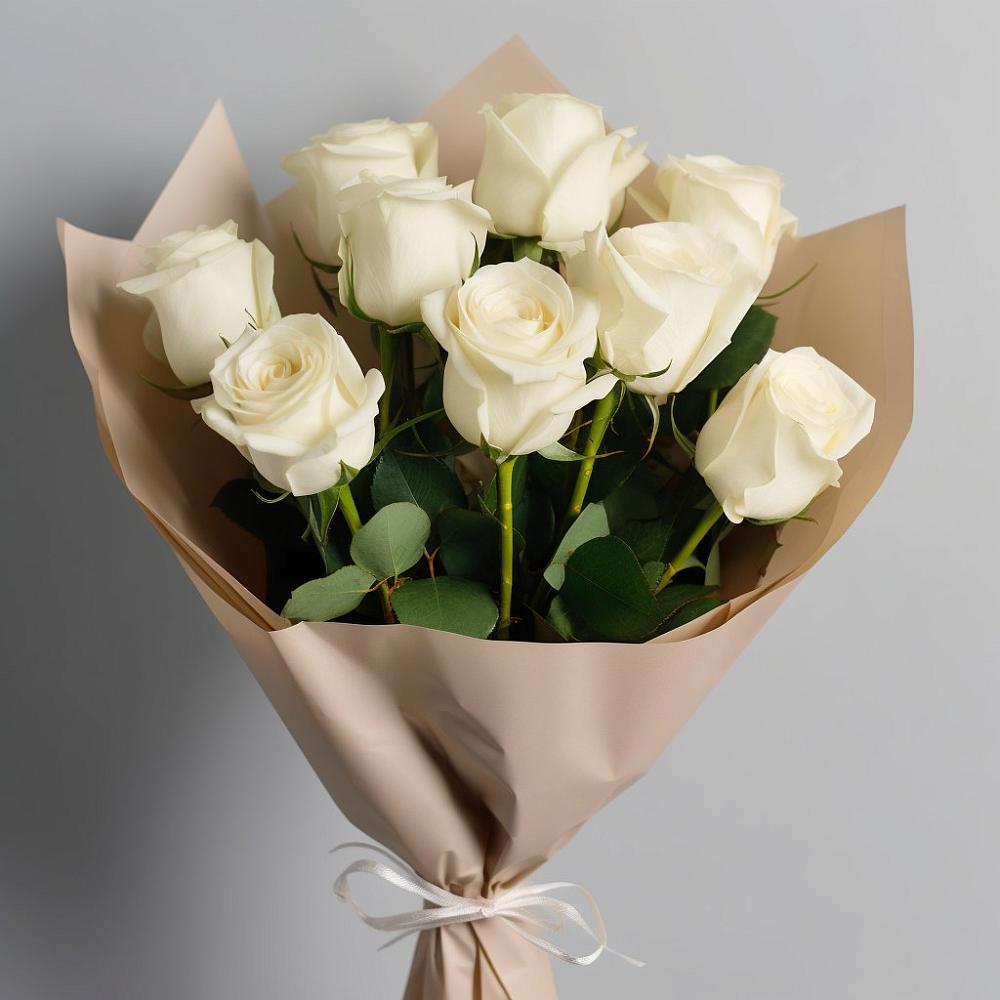 Букет 9 Белых роз Эдлесс Лав в Себежи