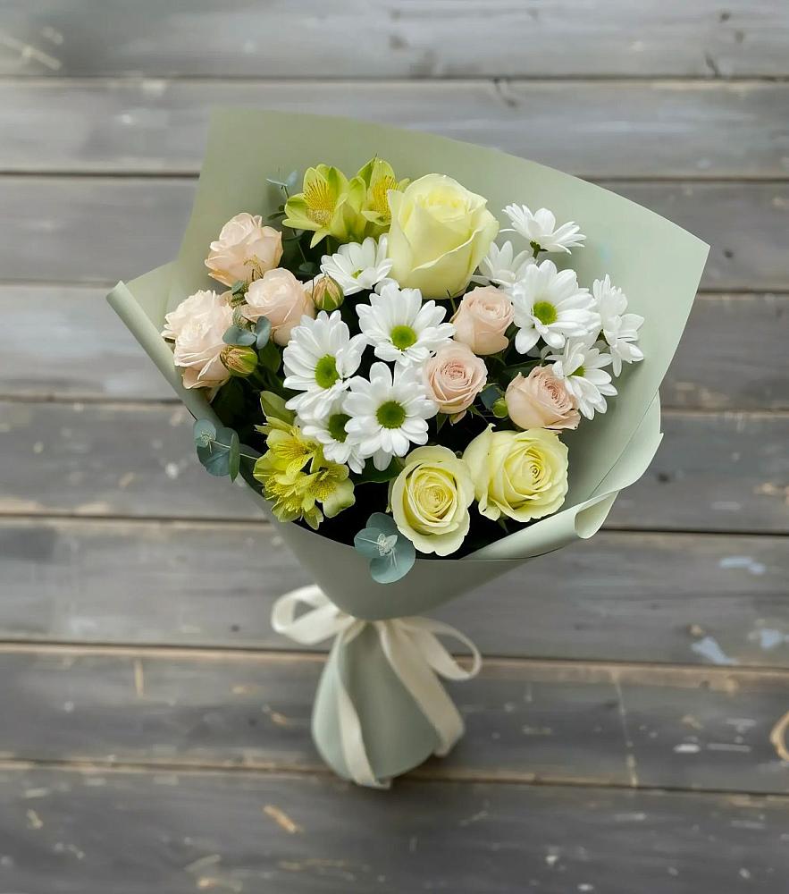 Букет цветов из: Альстромерии, Розы и Хризантемы в Себежи