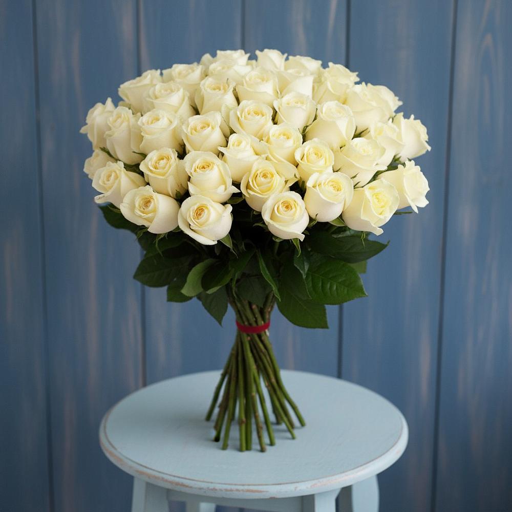 Букет 51 Белая роза Эдлесс Лав в Себежи