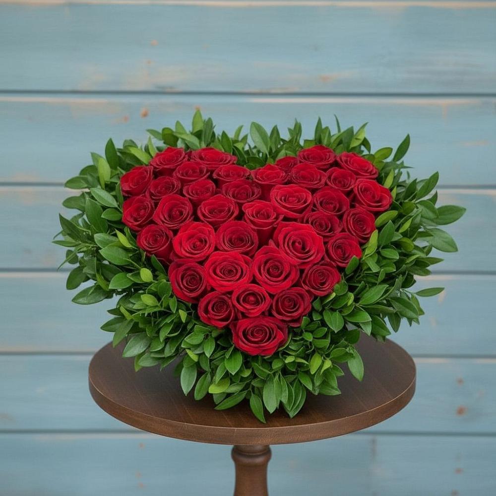 Цветочная композиция из Розы в виде сердца в Себежи