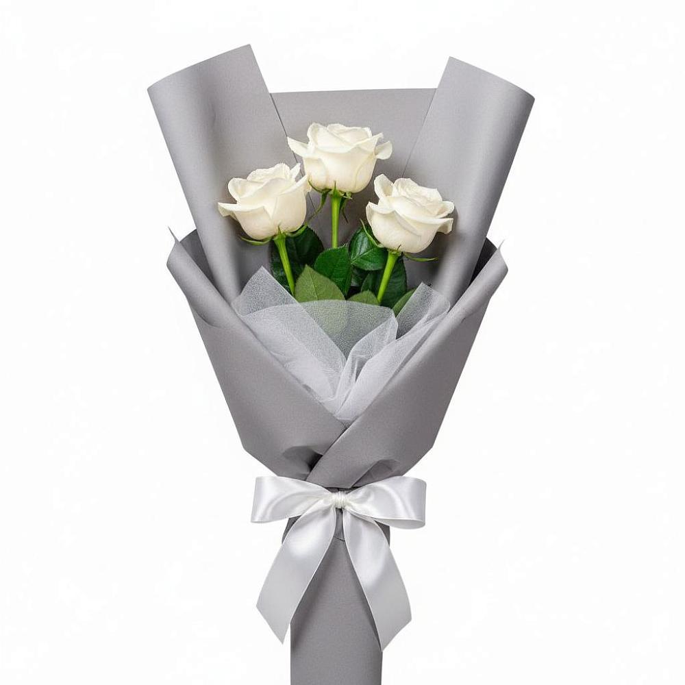 Букет 3 белые розы в Себежи