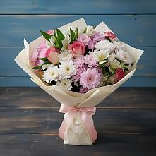 Букет цветов из:  Хризантемы, Альстромерии и Розы #REPLACE_PRED# Себежи