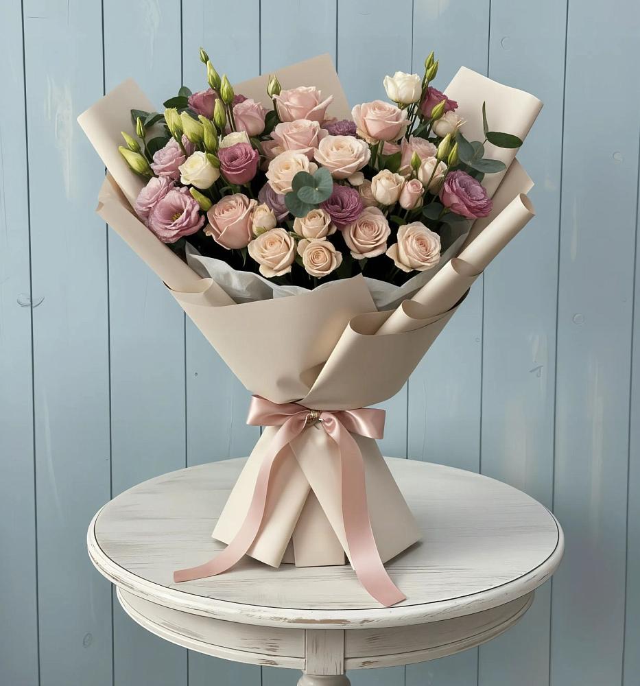 Букет цветов из: Розы и Лизиантусы в Себежи