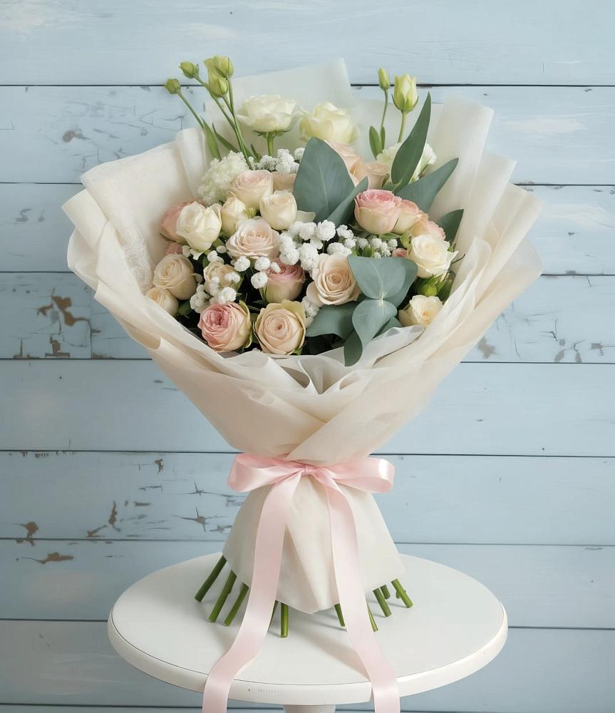 Букет цветов из: Розы и Лизиантусы в Себежи