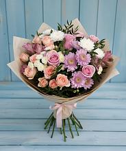 Букет цветов из:  Хризантемы, Розы и Альстромерии в Себежи