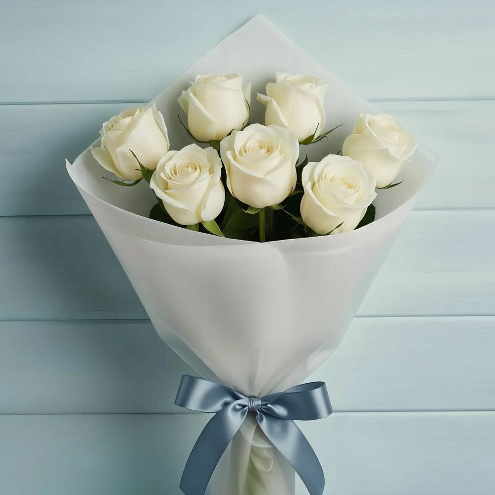 Букет 7 Белых роз Эдлесс Лав в Себежи