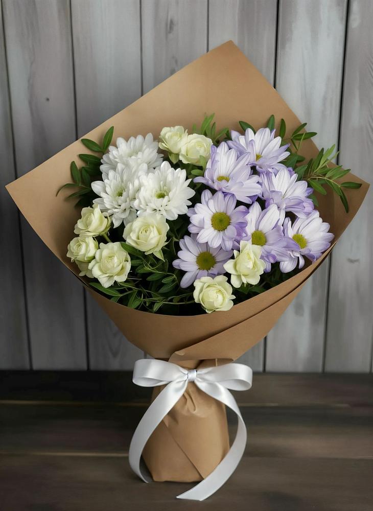 Букет цветов из: Хризантемы и Розы в Себежи